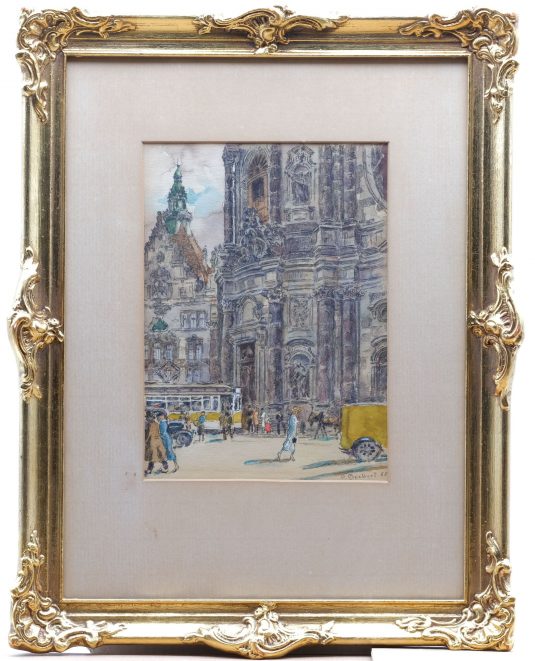 Aquarell Hofkirche und Georgentor, Dresden von Fritz Beckert
