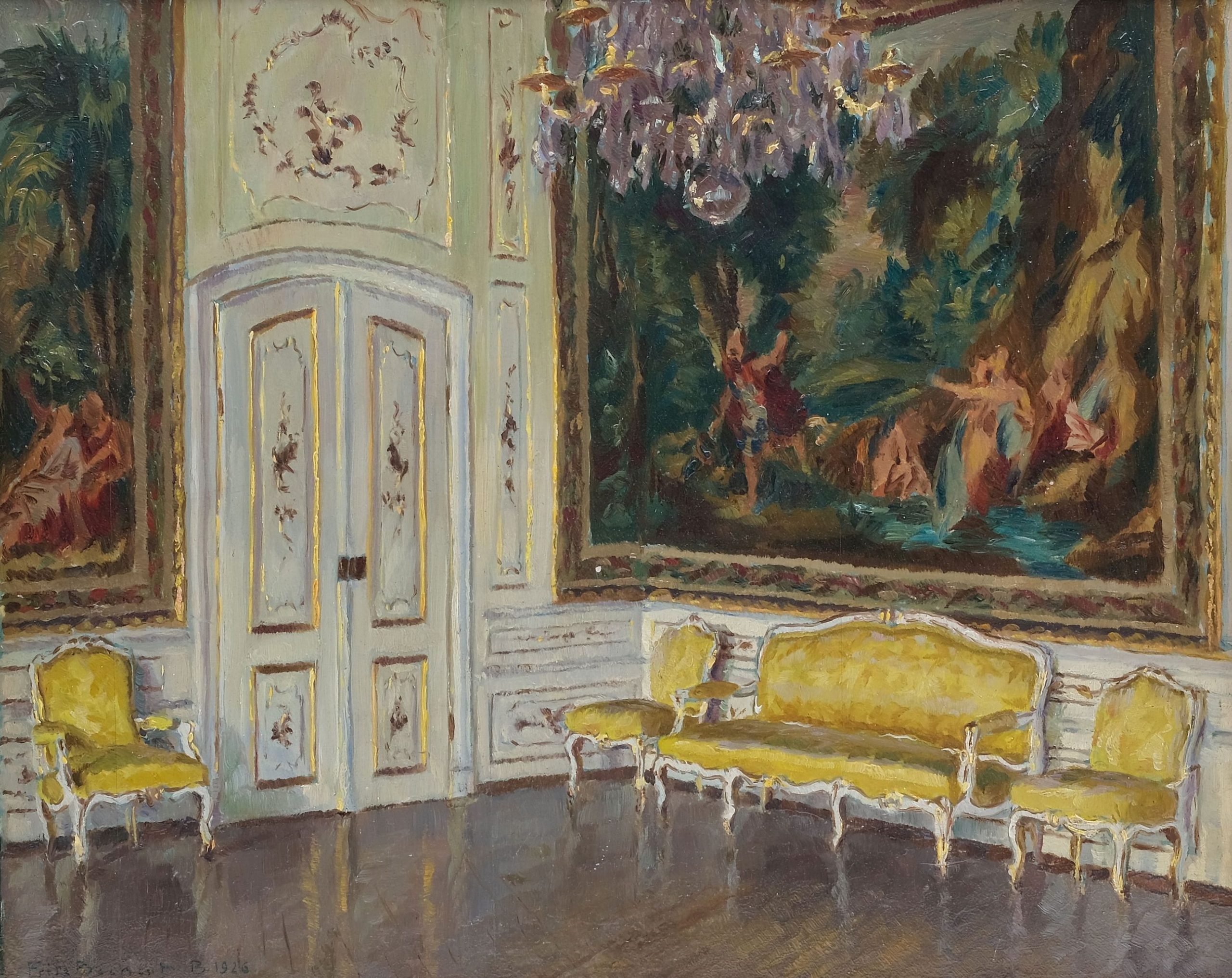 Gemälde Im Gobelinsaal von Schloss Bayreuth von Fritz Beckert, Dresden