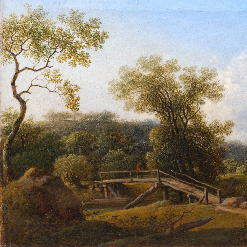 Gemälde Landschaft mit Steg von Johann Christian Klengel, Dresden