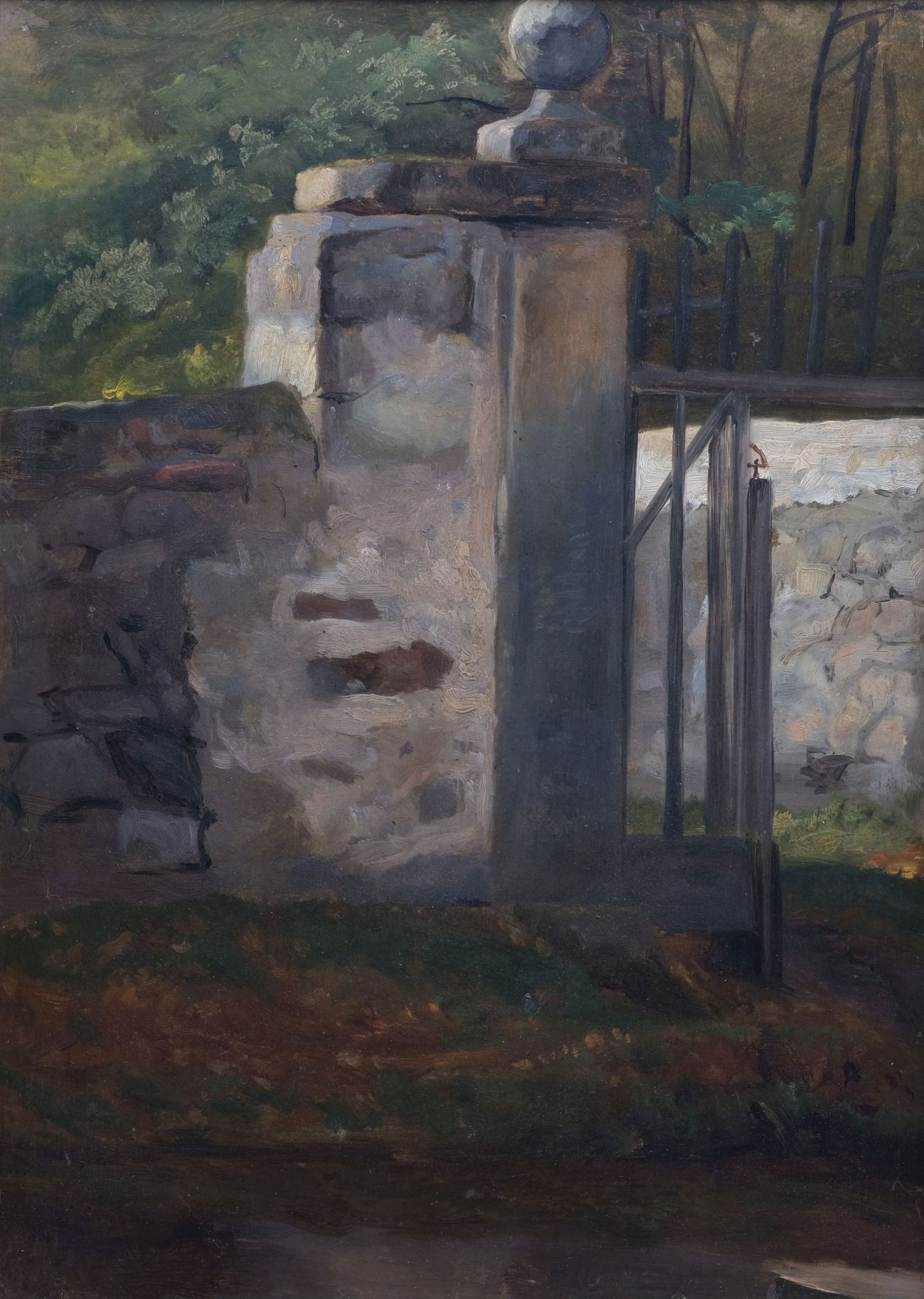 Gemälde Alte Parkmauer von Christian Friedrich Gille, Dresden