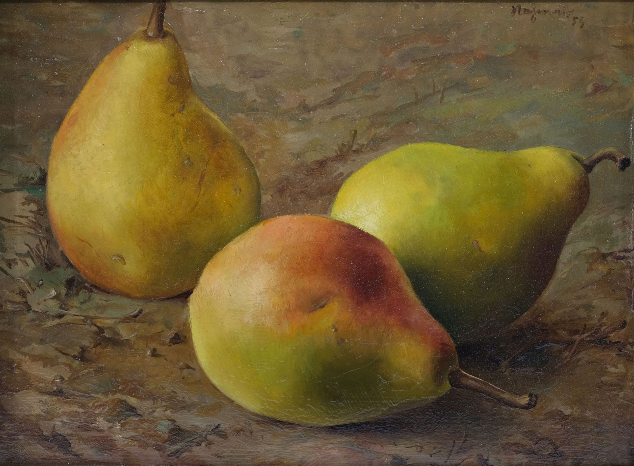 Gemälde Drei Birnen von Rudolf Nehmer, Dresden