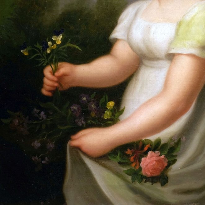 Gemälde Blumenmädchen von Traugott Lebrecht Pochmann, Dresden