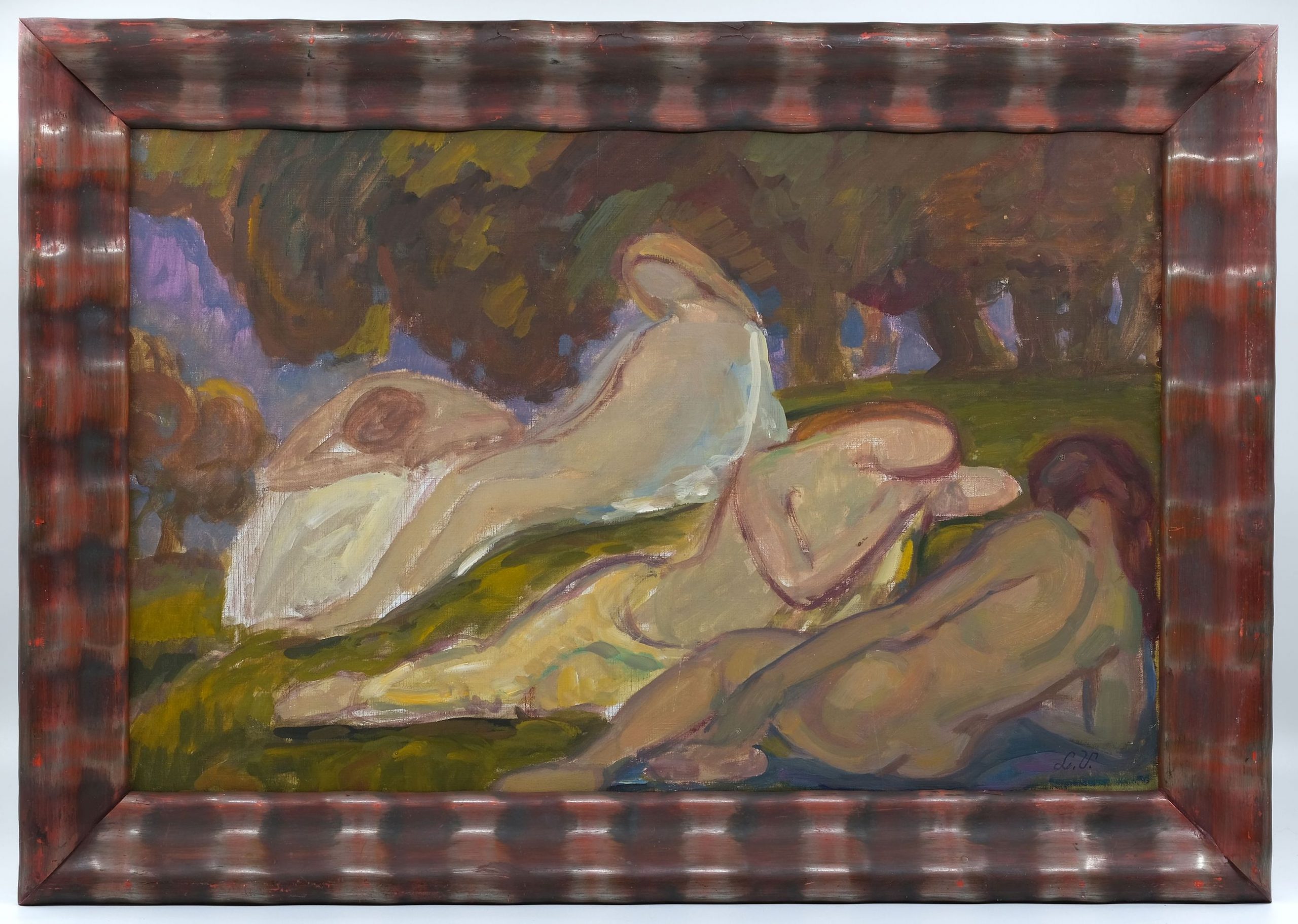 Gemälde Ruhende Akte im Wald von Ludolf Verworner