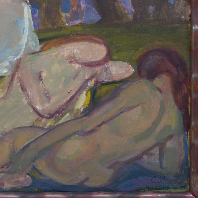 Gemälde Ruhende Akte im Wald von Ludolf Verworner