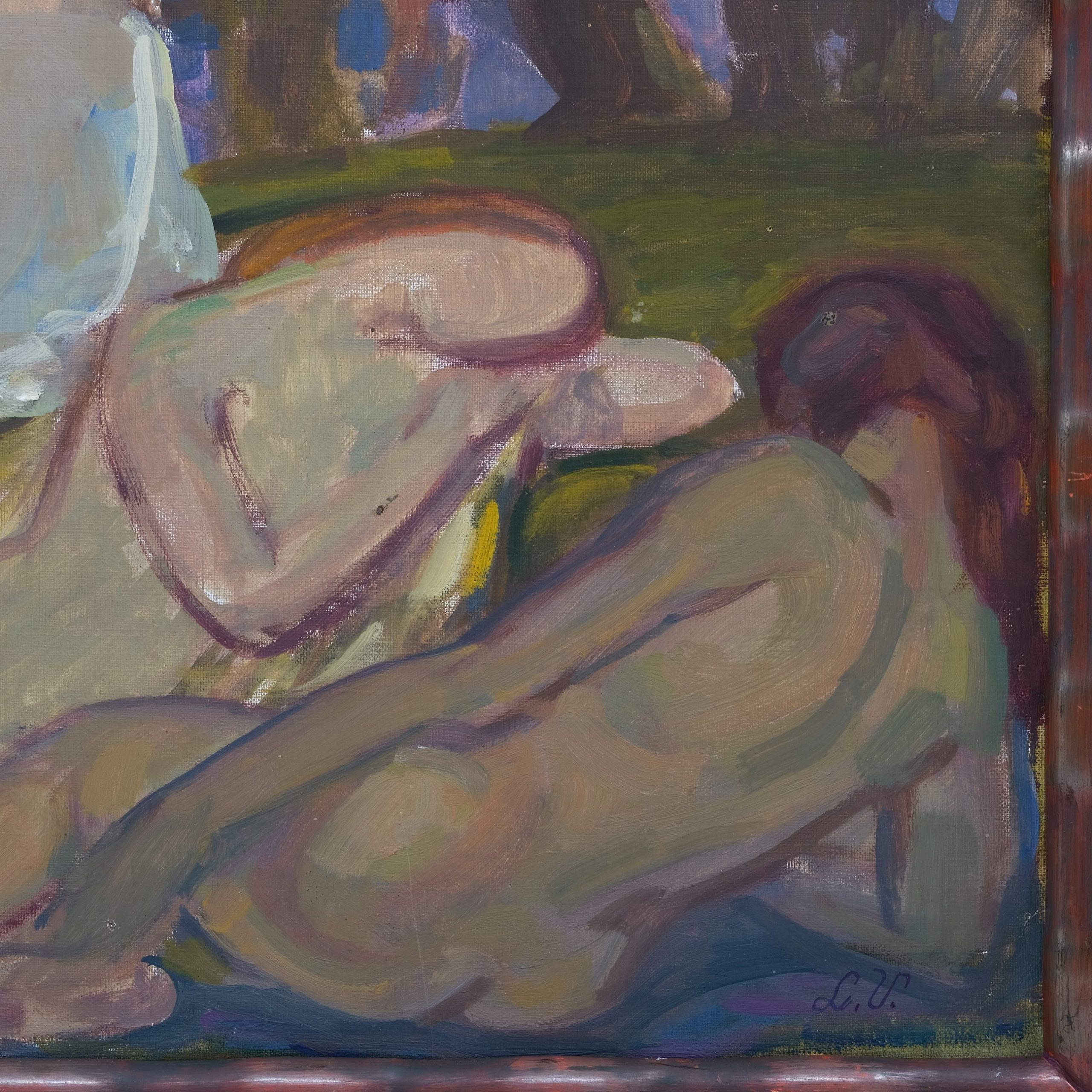 Gemälde Ruhende Akte im Wald von Ludolf Verworner