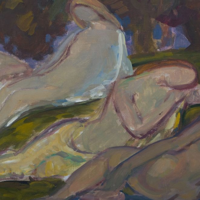 Gemälde Ruhende Akte im Wald von Ludolf Verworner