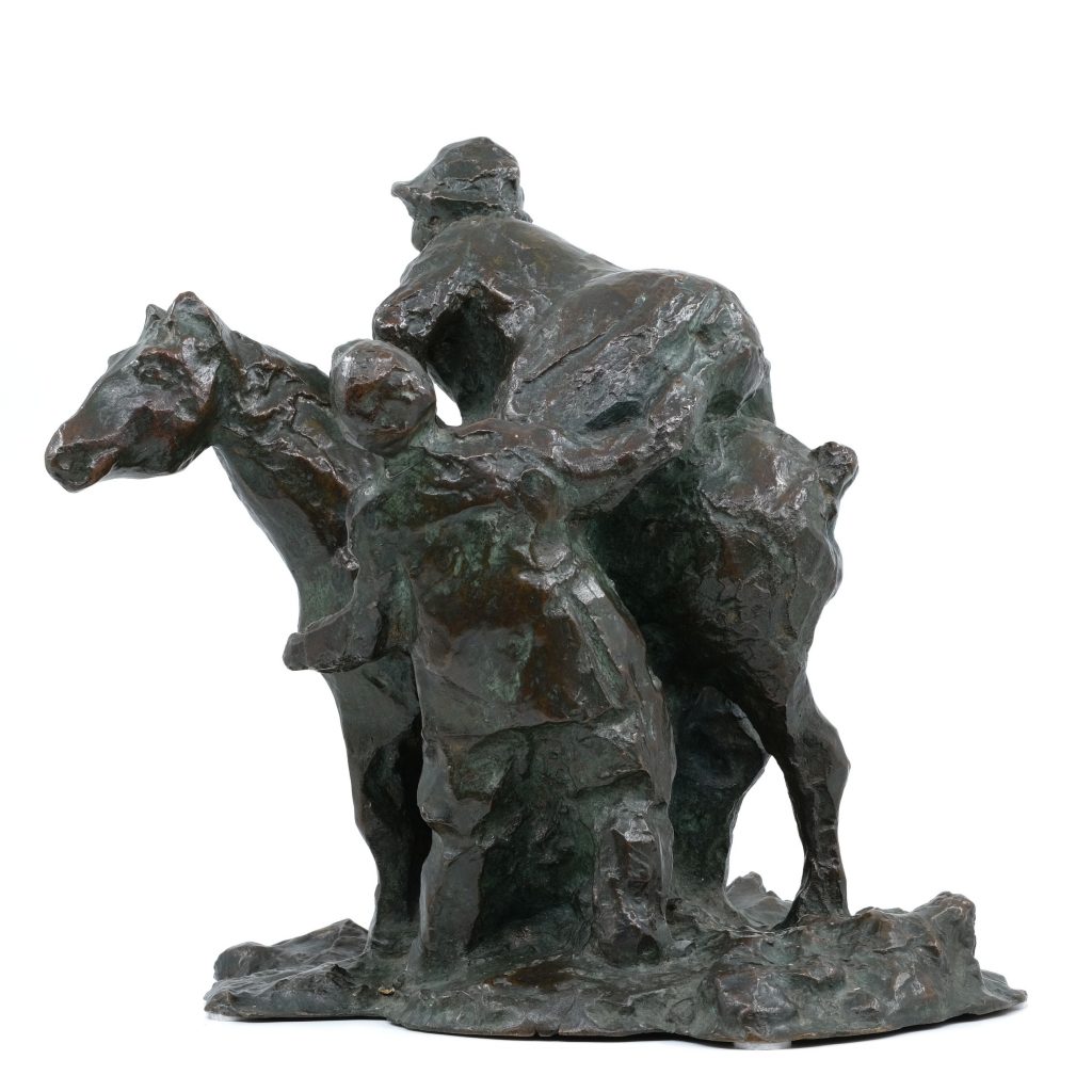 Bronze Zu Pferde mit Schwierigkeit von Christoph Voll