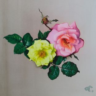 Rosen mit Knospe, gelb-rosa