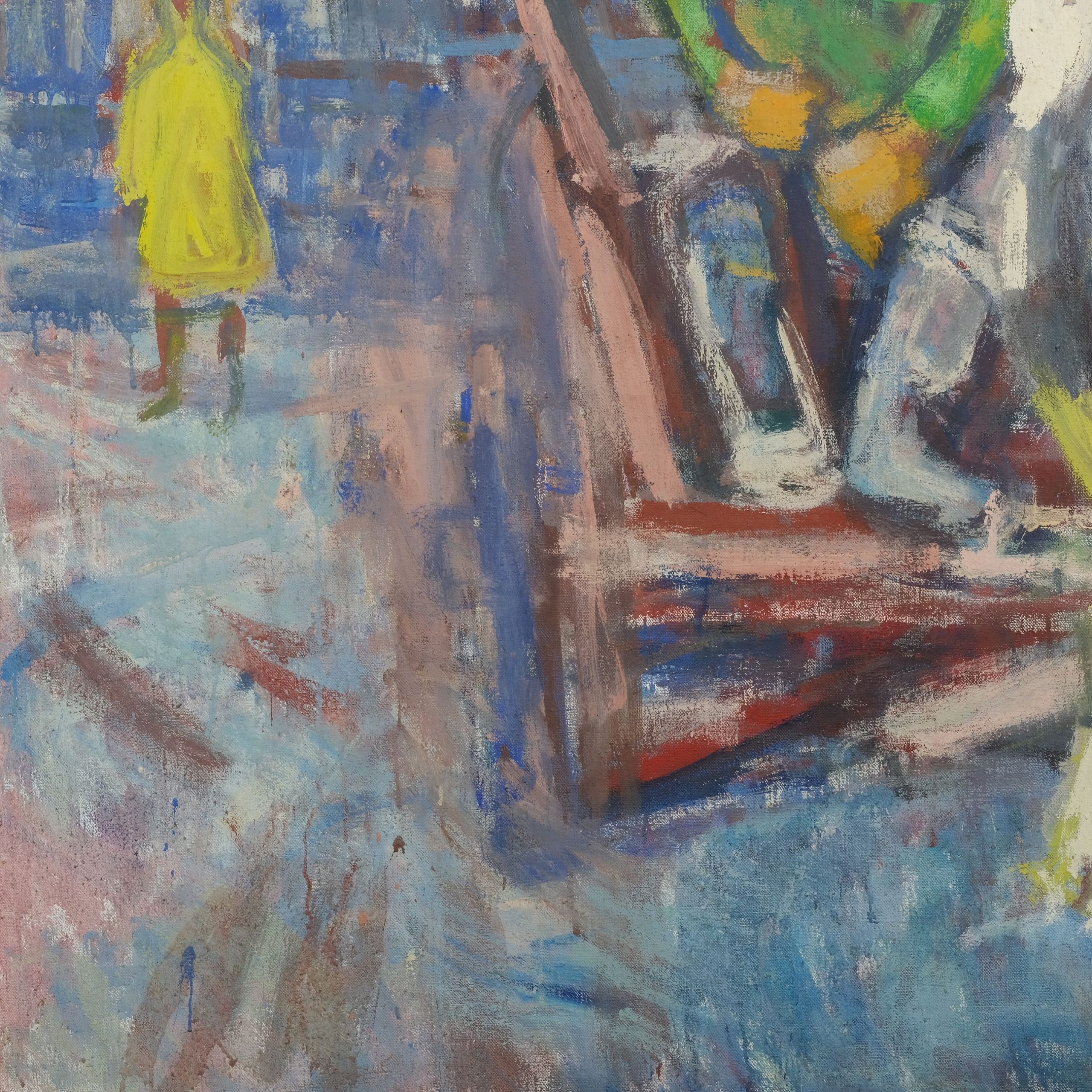 Fritz Winkler Bauer mit Gespann vor Stadtsilhouette Kunsthandlung Kühne