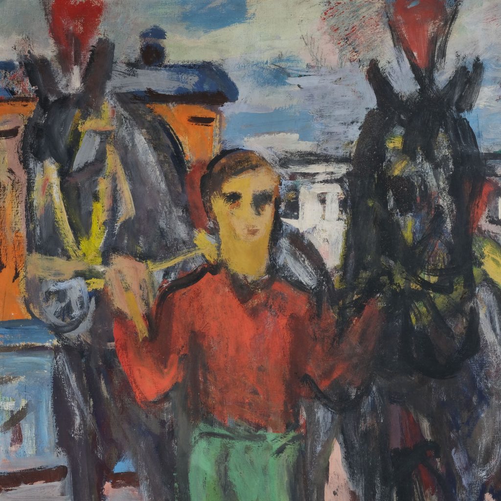 Fritz Winkler Pferde vor dem Zirkuswagen Kunsthandlung Kühne