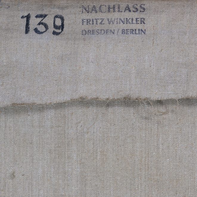 Fritz Winkler Pferdewagen vor Stadtsilhouette Kunsthandlung Kühne