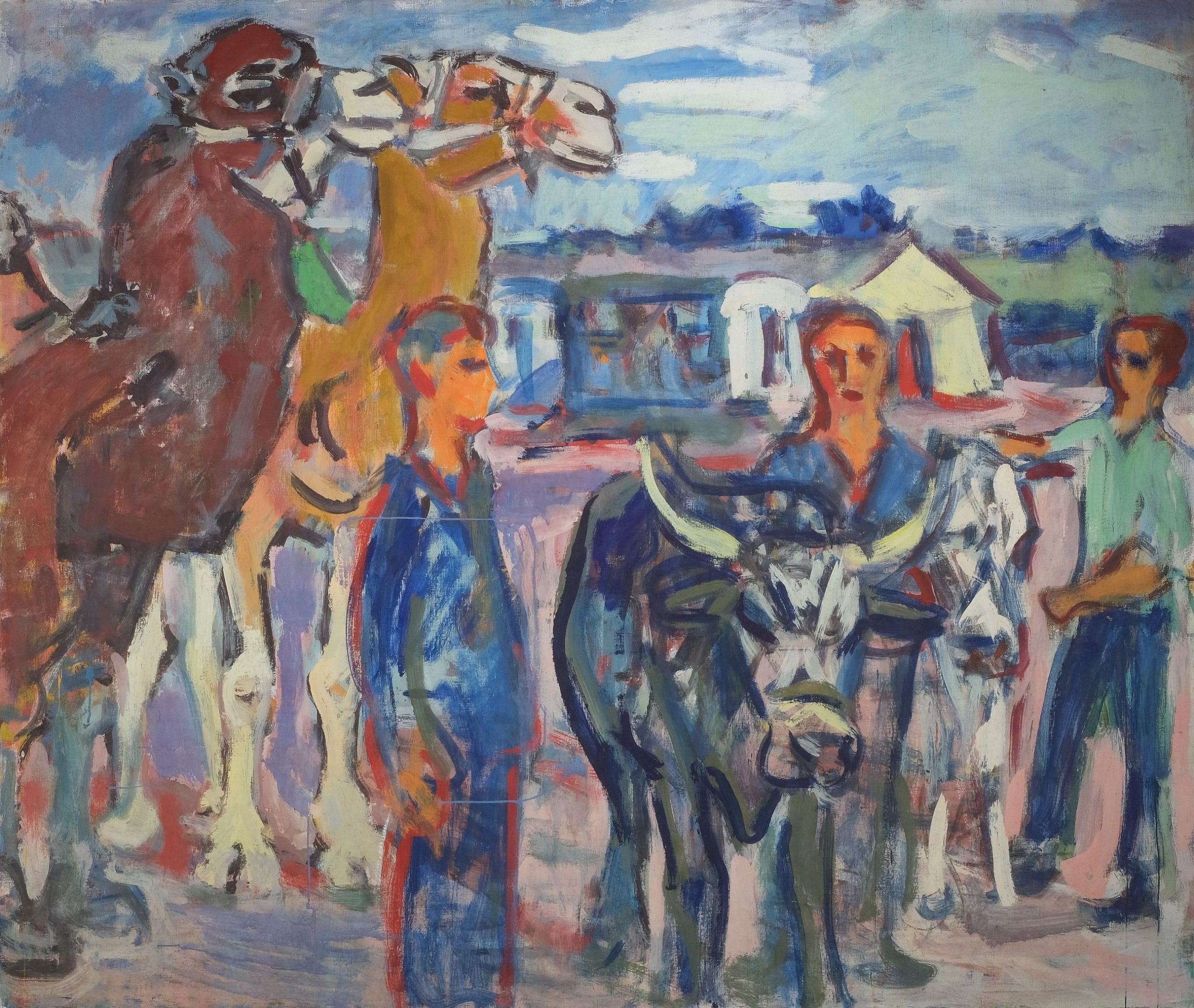 Fritz Winkler vor dem Zirkus Kunsthandlung Kühne