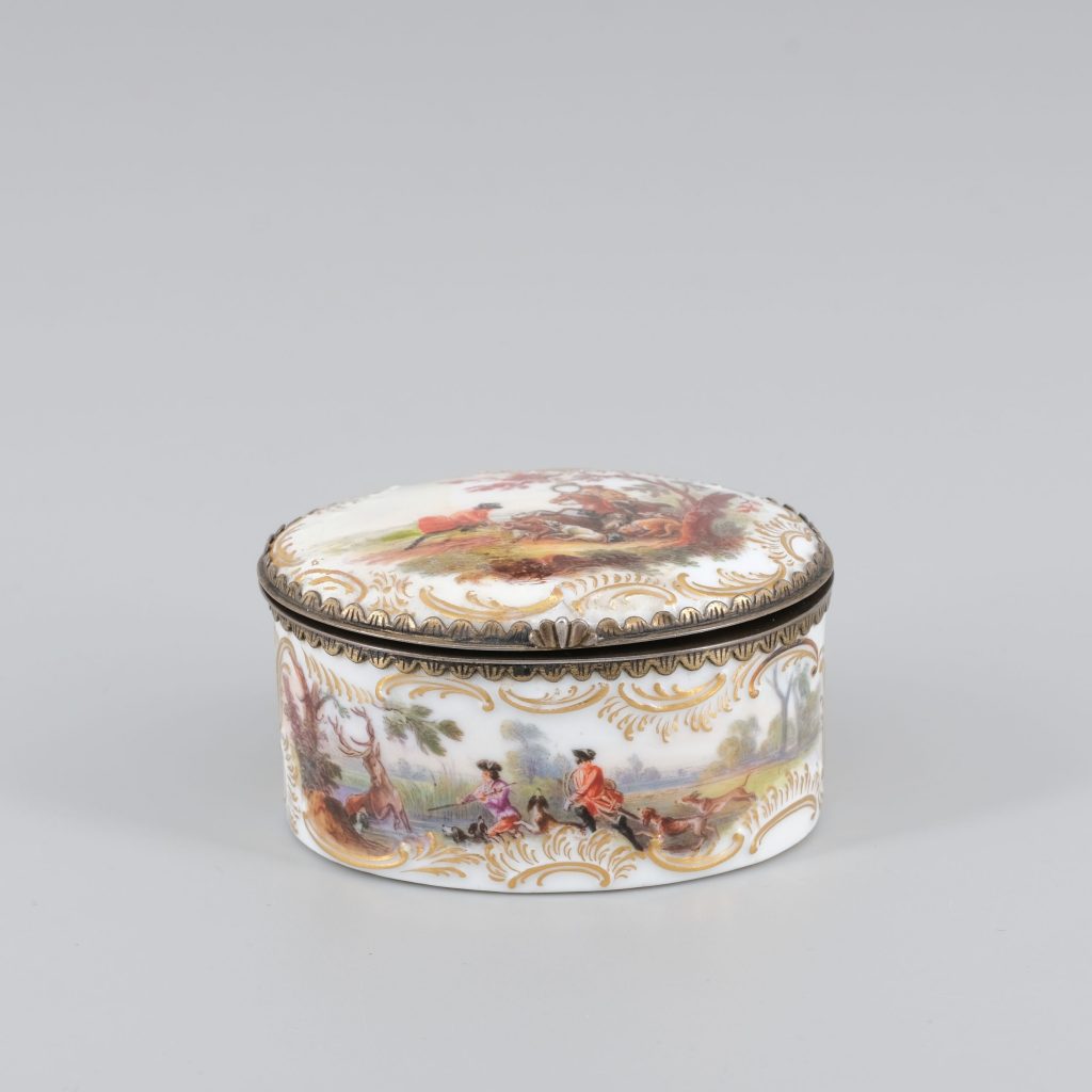 Meissen Porzellan Deckeldose Schloss Moritzburg Kunsthandlung Kühne Dresden