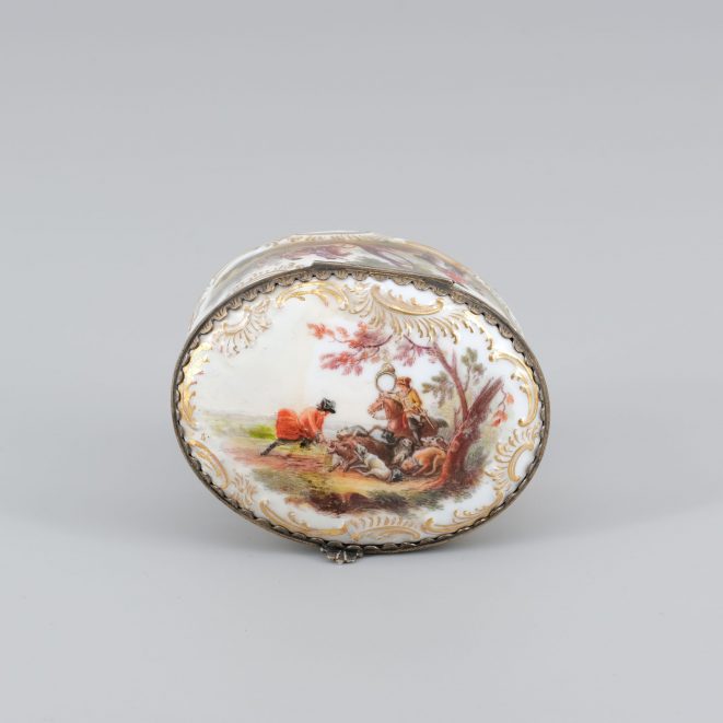 Meissen Porzellan Deckeldose Schloss Moritzburg Kunsthandlung Kühne Dresden
