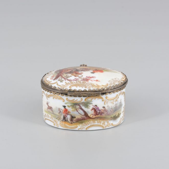 Meissen Porzellan Deckeldose Schloss Moritzburg Kunsthandlung Kühne Dresden