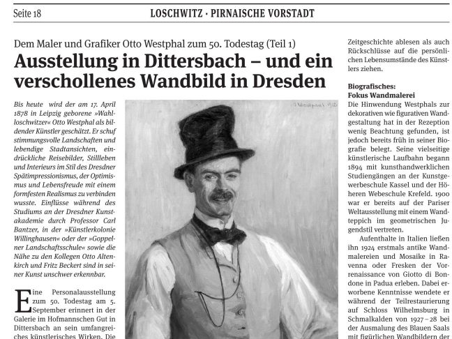 Dem Maler und Grafiker Otto Westphal zum 50. Todestag (Teil 1) von Doreen Cramer Elbhang-Kurier Beitrag September 2025