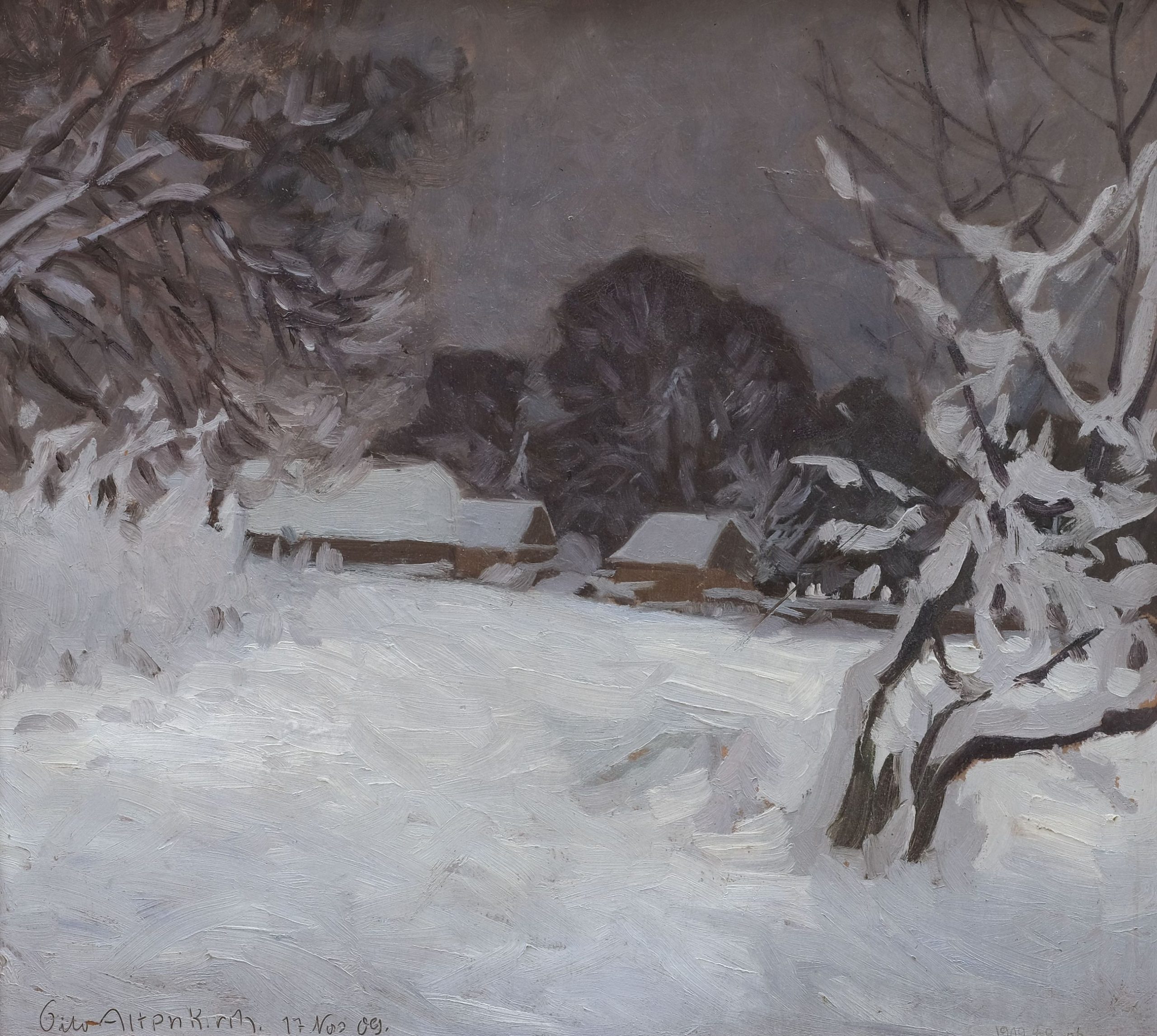 Otto Altenkirch Eingeschneit. Gut vor Rüster Kunsthandlung Kühne