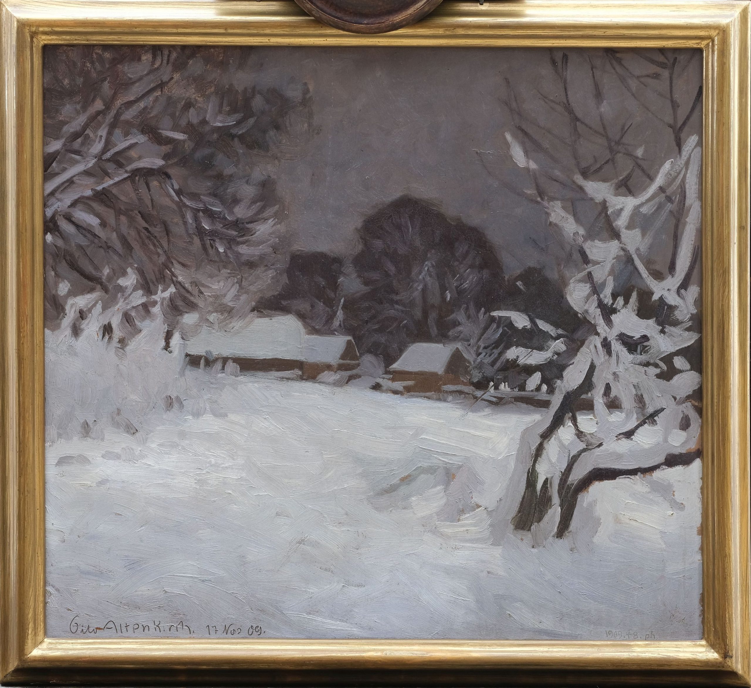 Otto Altenkirch Eingeschneit. Gut vor Rüster Kunsthandlung Kühne