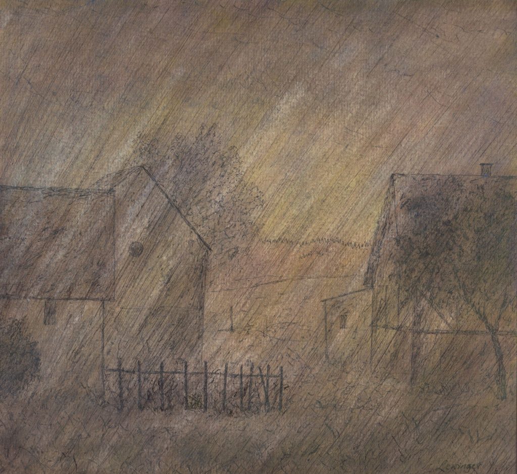 Ernst Lewinger Gehöft im Regen Kunsthandlung Kühne