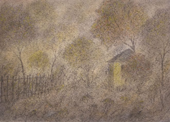 Ernst Lewinger Gartenhäuschen im Herbst Kunsthandlung Kühne