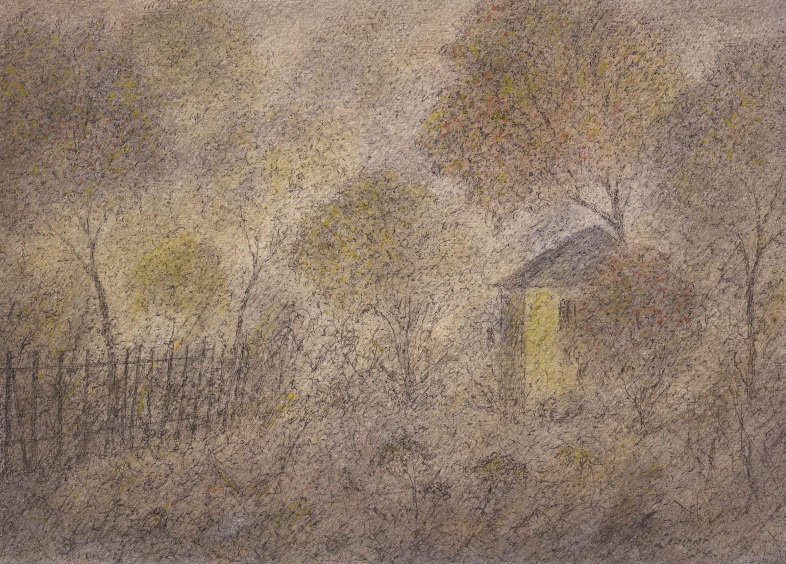 Ernst Lewinger Gartenhäuschen im Herbst Kunsthandlung Kühne