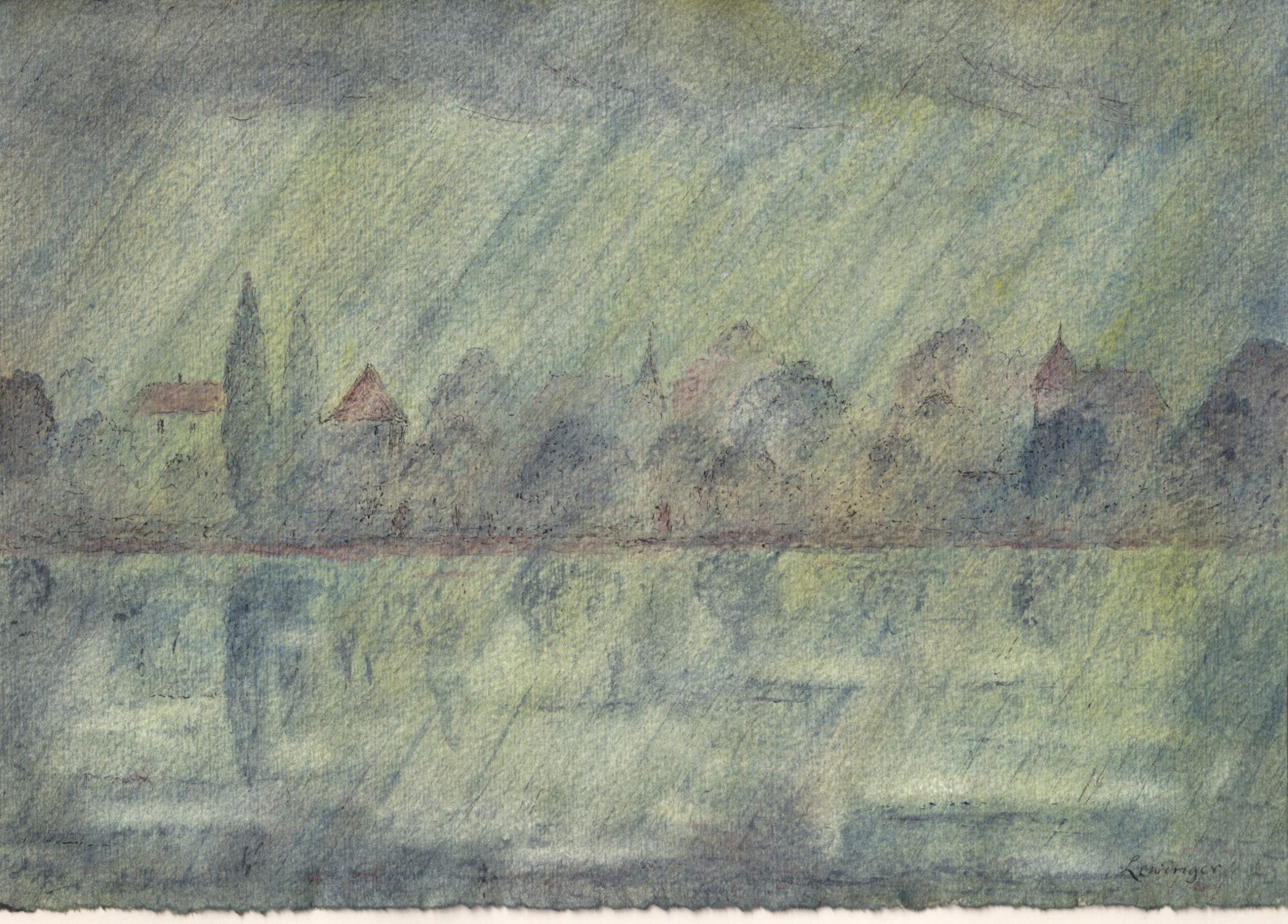 Ernst Lewinger Stadt im Regen Kunsthandlung Kühne