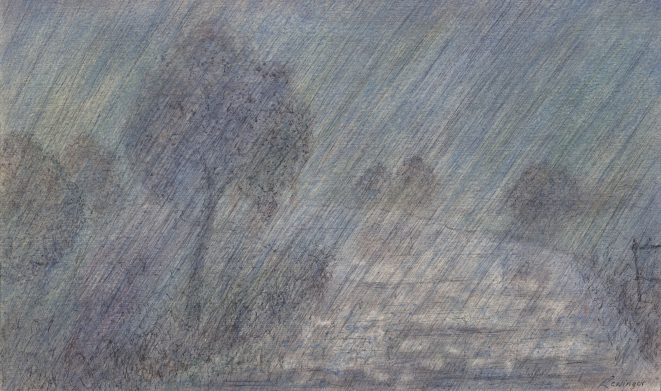 Ernst Lewinger Flusslandschaft im Regen Kunsthandlung Kühne