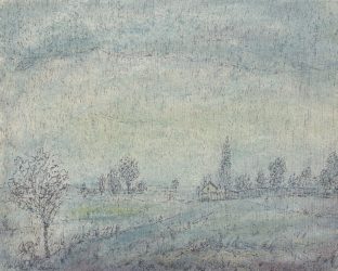 Landschaft im Regen