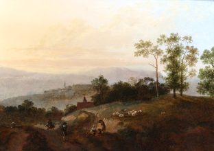Ein Paar sächsische Landschaften mit Personenstaffage und Viehherde